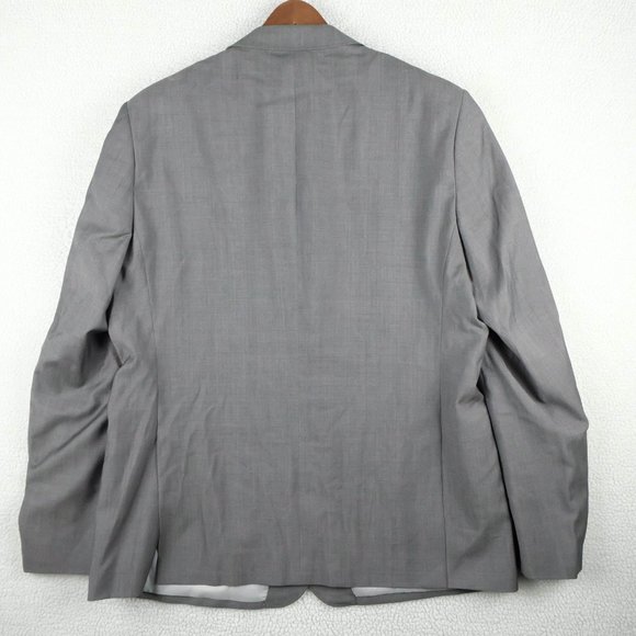 Vintage Blazer Mens 48L Long Gray Wool Two Button Super 120s Formal Wedding - Picture 2 of 10